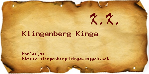 Klingenberg Kinga névjegykártya